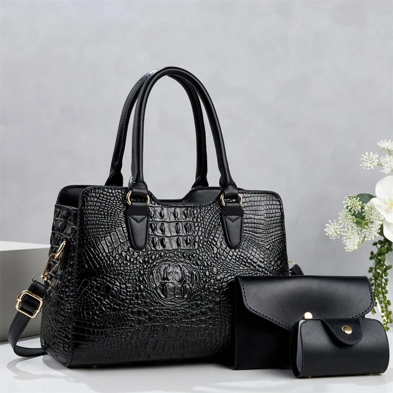 2026 New PU Crocodile Pattern Waterproof Lightweight Fashion Women Bag Tote Wallet Large Capacity Bags for Women Handbags
