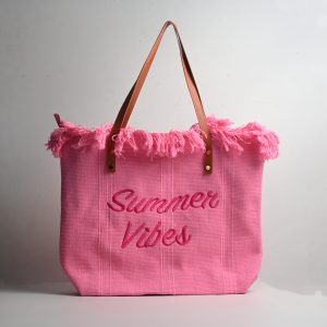 Large Capacity Canvas Bag Embroidered Letter Tote Bag
