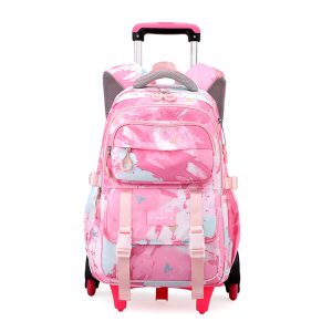 Girls Trolley Backpack Set Cute Colorful Rolling Backpack