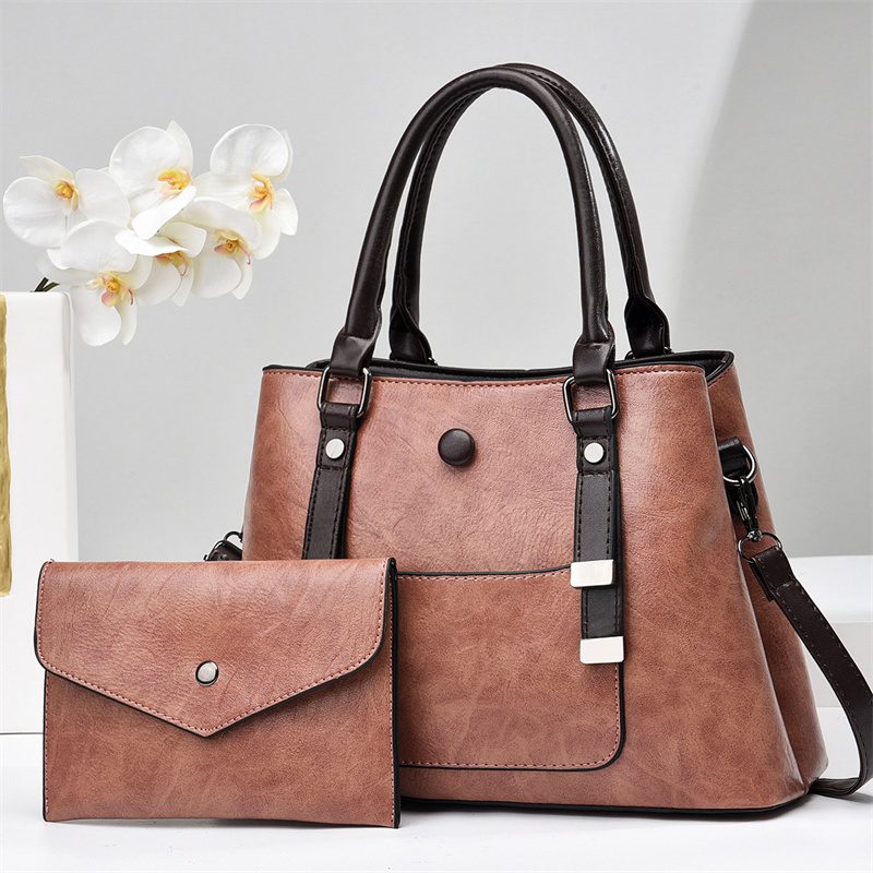 Ladies Handbags Fresh and Minimalist Solid Color Two-Piece