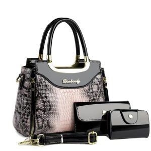 Alligator Pattern Casual Tote Handbag Set with Lightweight