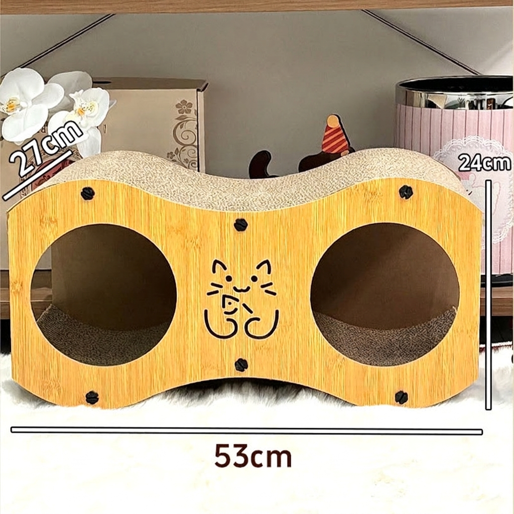 8-Character Japanese Style Cat Scratching Post Bed Combo