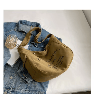 Large Capacity Soild Style Tote Bag With Pocket and Zipper