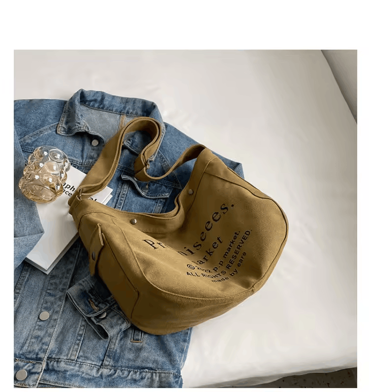 Large Capacity Soild Style Tote Bag With Pocket and Zipper