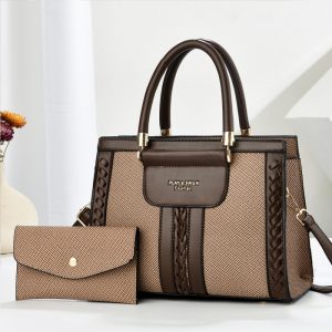 spliced contrasting mother and child bag three piece set,