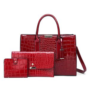 Luxury Soft Leather Women's Handbag Set New Crocodile