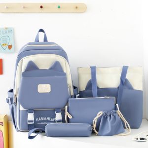 Campus Student Schoolbag Five-Piece Large Capacity Travel