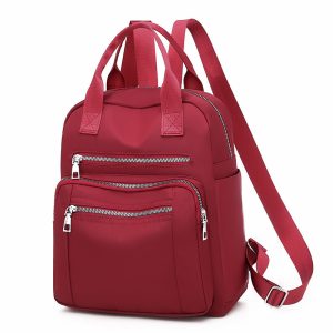 Oxford Solid Color Casual Backpack Trendy Multi Layered