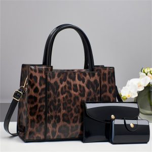 High Quality Women Leopard PU Leather Handbags Fashion