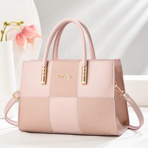 Checkered Splicing Large Capacity Casual Women's Handbag