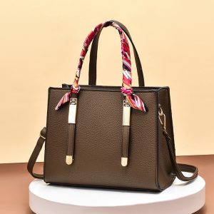Trendy Casual Women's Silk Scarf Handbag Zipper Closure for