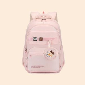 Pure Color Simple Schoolbag Students Large Capacity