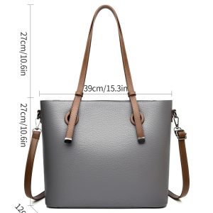 Large Capacity Women's PU Leather Shoulder Tote Satchel Bag