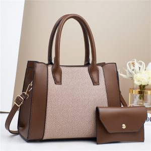 Color Blocking Splicing Design, Large Capacity PU Leather