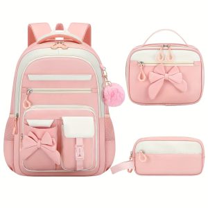 Simple Large Capacity Schoolbag Backpack for Girls 3PCS