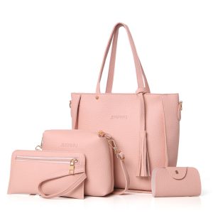 Four Piece Litchi Pattern Fashion Elegant Solid Color