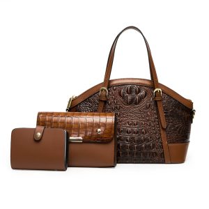 Trend Fashion Women's Bags New Handbag Texture Three-piece