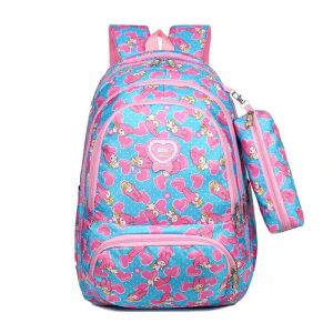Pink Backpack Exquisite Flower Printing High Quality Large