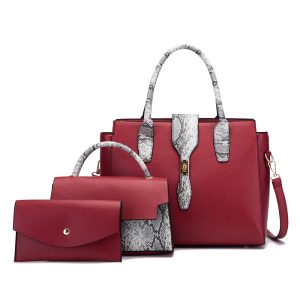 Fashion Waterproof Three-piece Bags Set PU Snake Pattern