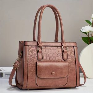 Stone Pattern Retro Handbags for Women Casual Tote Large
