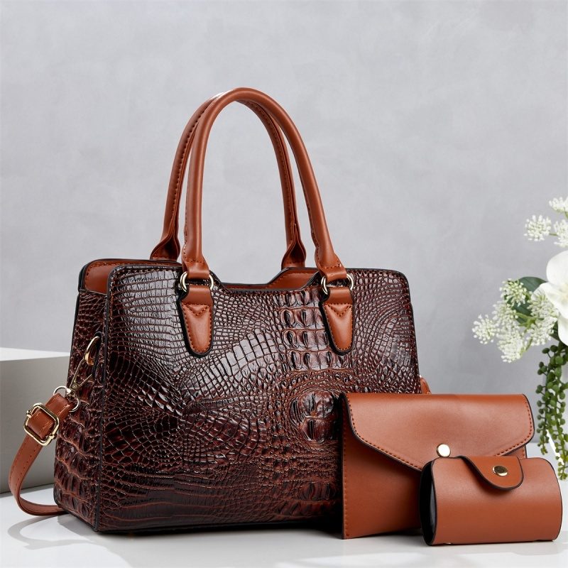PU Crocodile Pattern Waterproof Lightweight Fashion Women