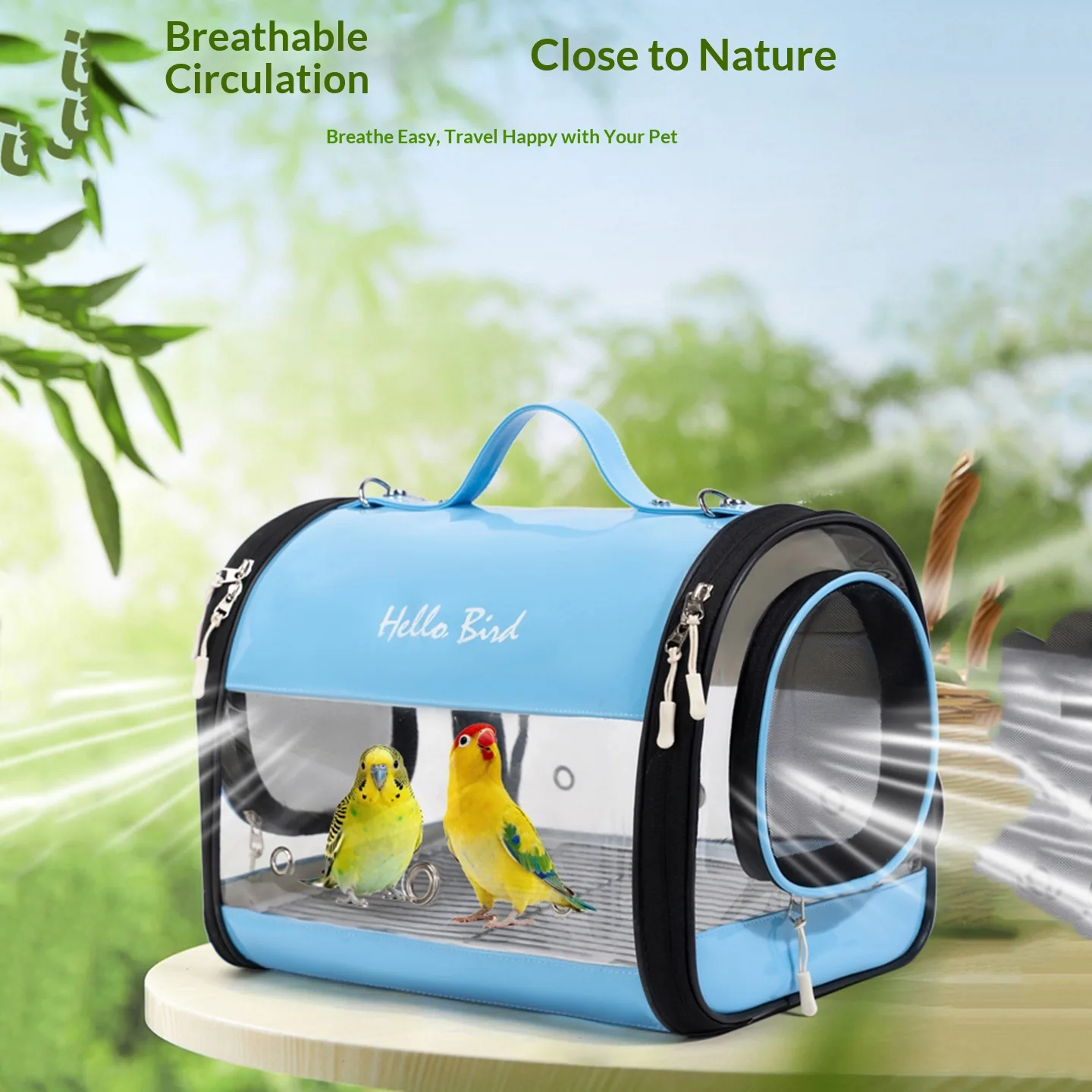 Hello Oxford Cloth Bird Carrier-Small Sunbird Bag Cockatiel Budgie Cross-Body Transparent Outdoor Handbag for Small Pets