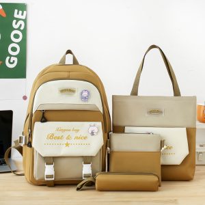 Simple University Style Student Schoolbag Four-Piece Casual