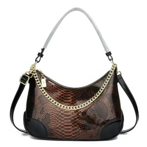 Snake Pattern Design Crossbody Handbag Elegant and