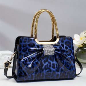 Arrival Large Capacity Leopard Print Tote Handbags with Bow