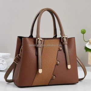 Geometric Pattern Tote Bag with Zipper Closure PU Women's