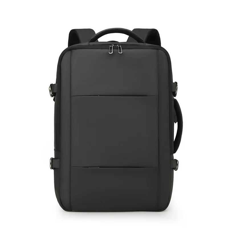 Black business backpack sample with padded laptop sleeve from bag factory